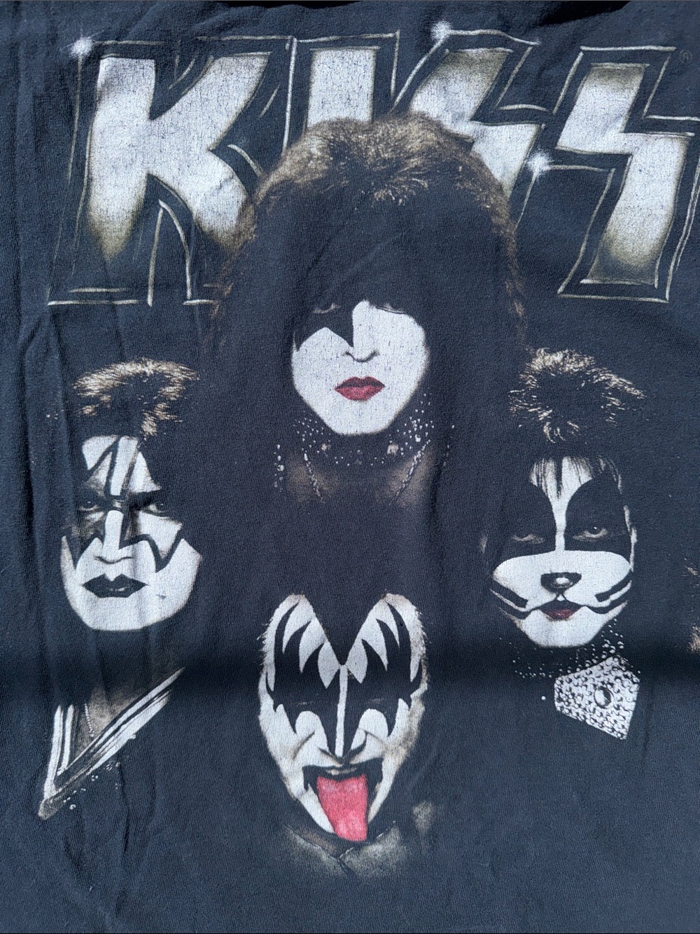 Y2K Kiss Concert T-Shirt Double-Sided Flames & Guitars, Men’s Sz XL Black